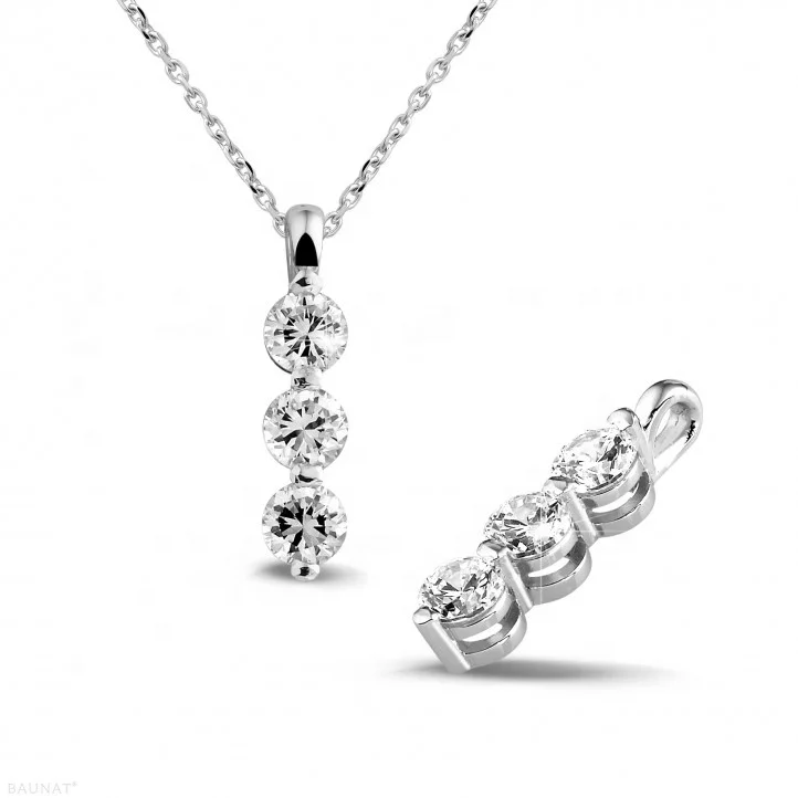 Customized 925 sterling silver women jewelry pendant shiny trilogy CZ diamond necklace with 18-inch plain chain for engagement