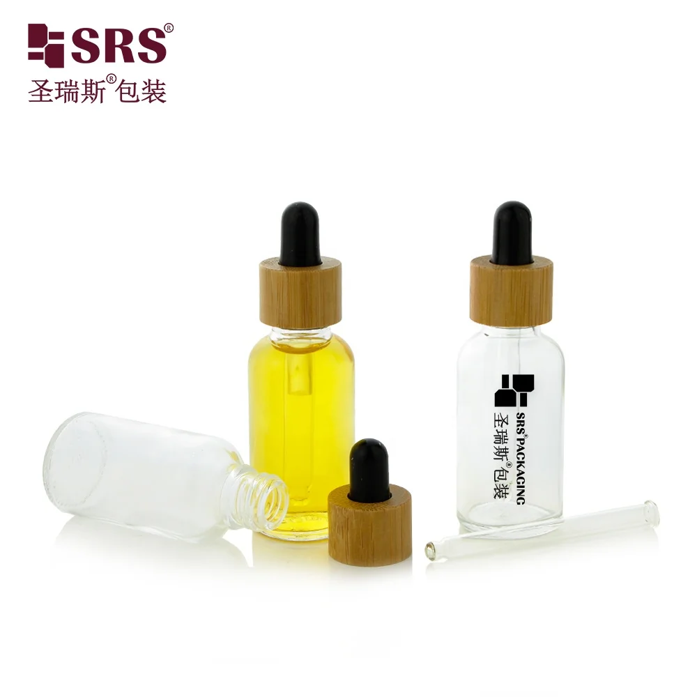 D003-30ml Fast Dispatch Stock Clear Colored Glass Empty Bottles Vial Packaging for Cosmetic Skin Care Serum Beard Oil For Men
