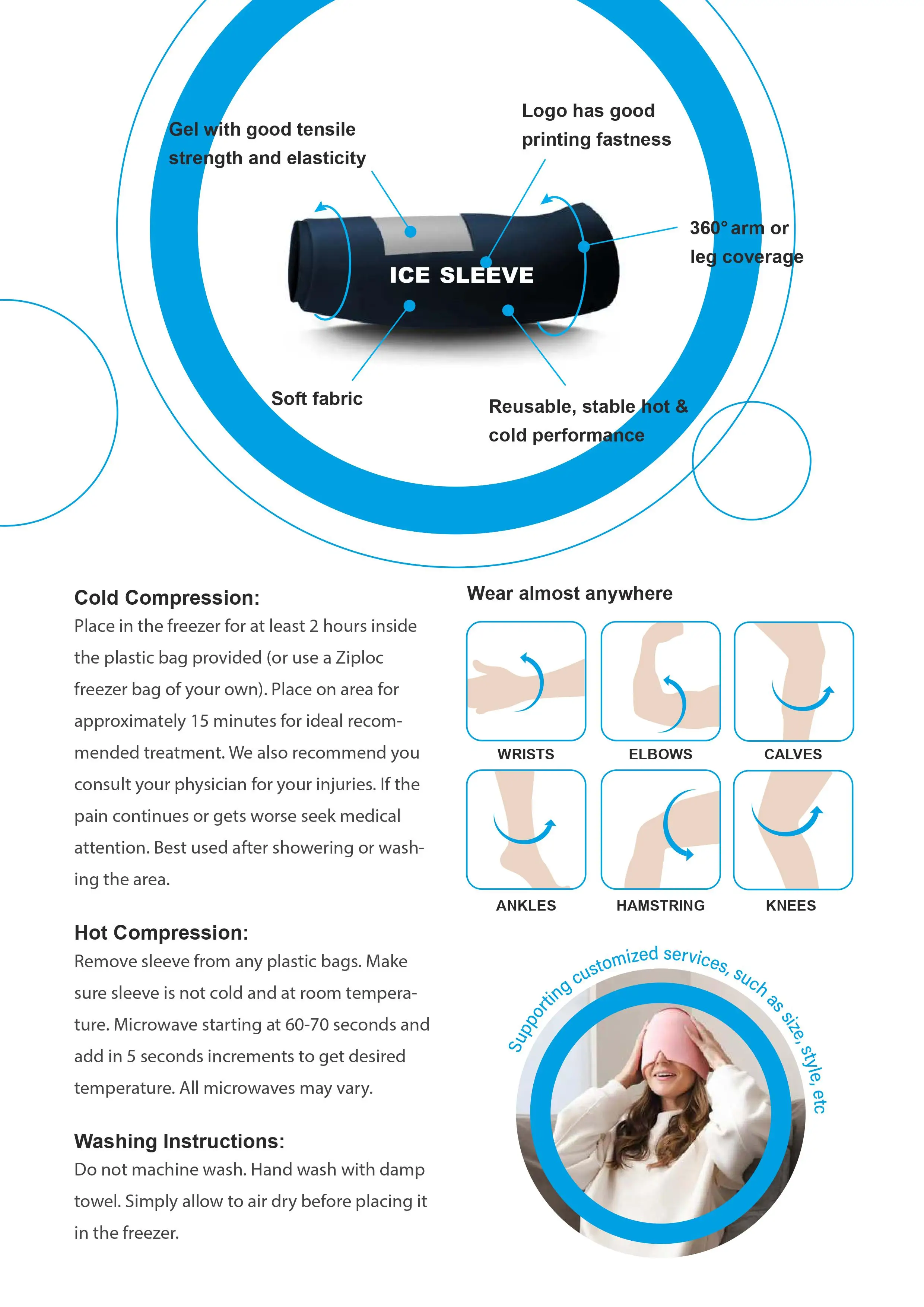 CSI Patent Gel Reusable Hot Cold Compression Therapy Cold Therapy Compression Sleeve Reusable Gel Pack