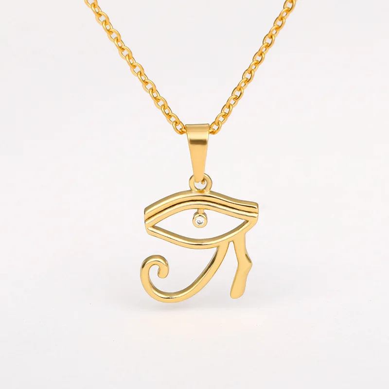 
18 karat gold plated stainless steel necklace eye of ra necklace for women 