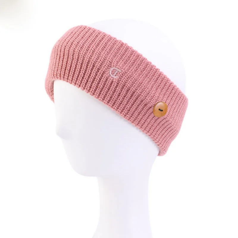 
New Style Knitted Woolen Headbands Bandana Women Sweatband Athletic Sport Hairband With Button Fixed Buckle Turban 
