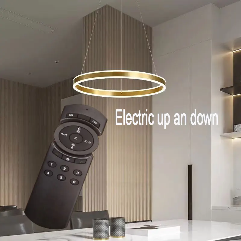 Hand sweep switch intelligent dimming and color matching lift luxury living meeting dinning room chandelier