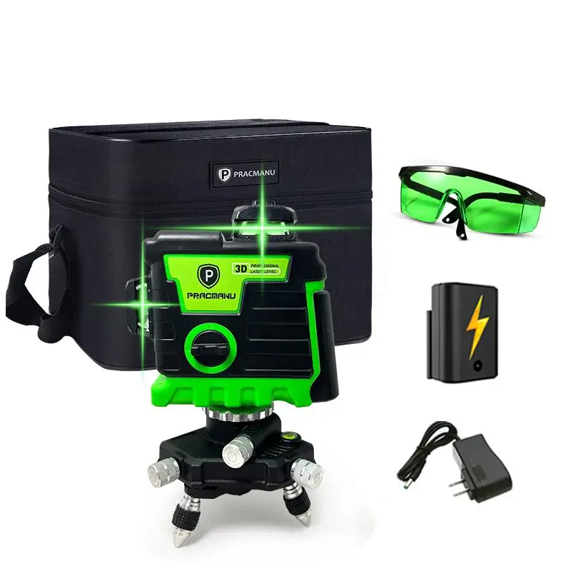 multi lines floor leveling charging battery green beam 3d laser level