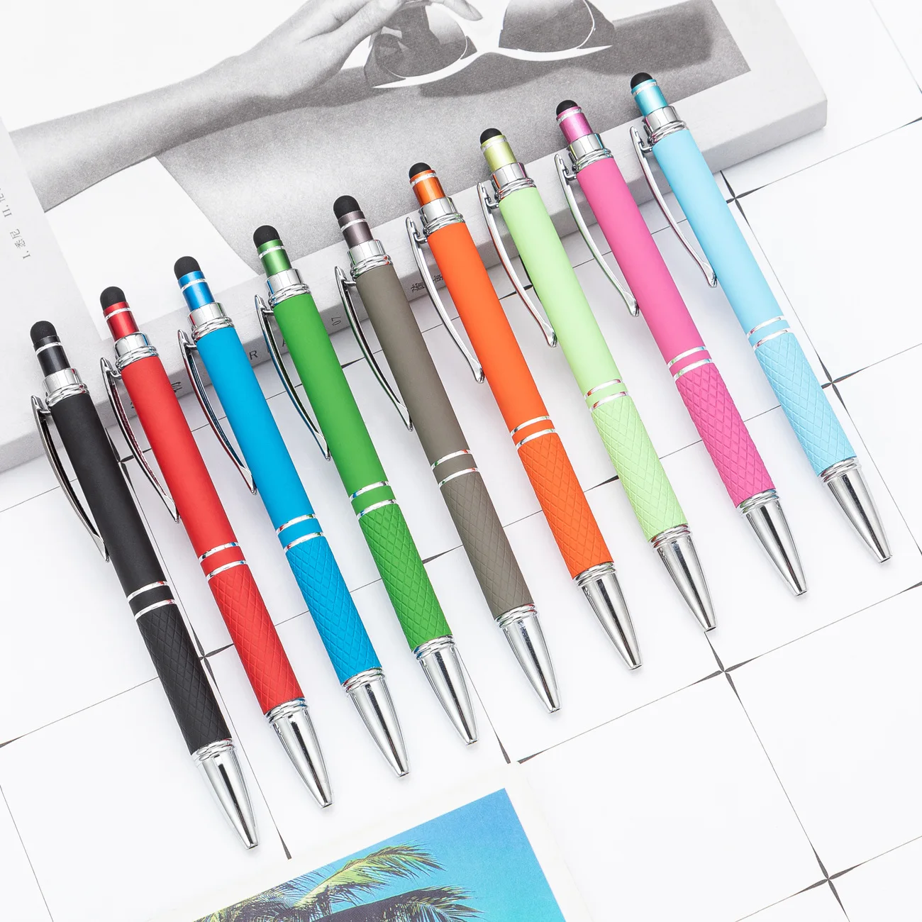 New Arrival Stylus Pen For Touch Screens Ball Point Pen Writing Soft Touch Stylus Metal Ballpoint Pen