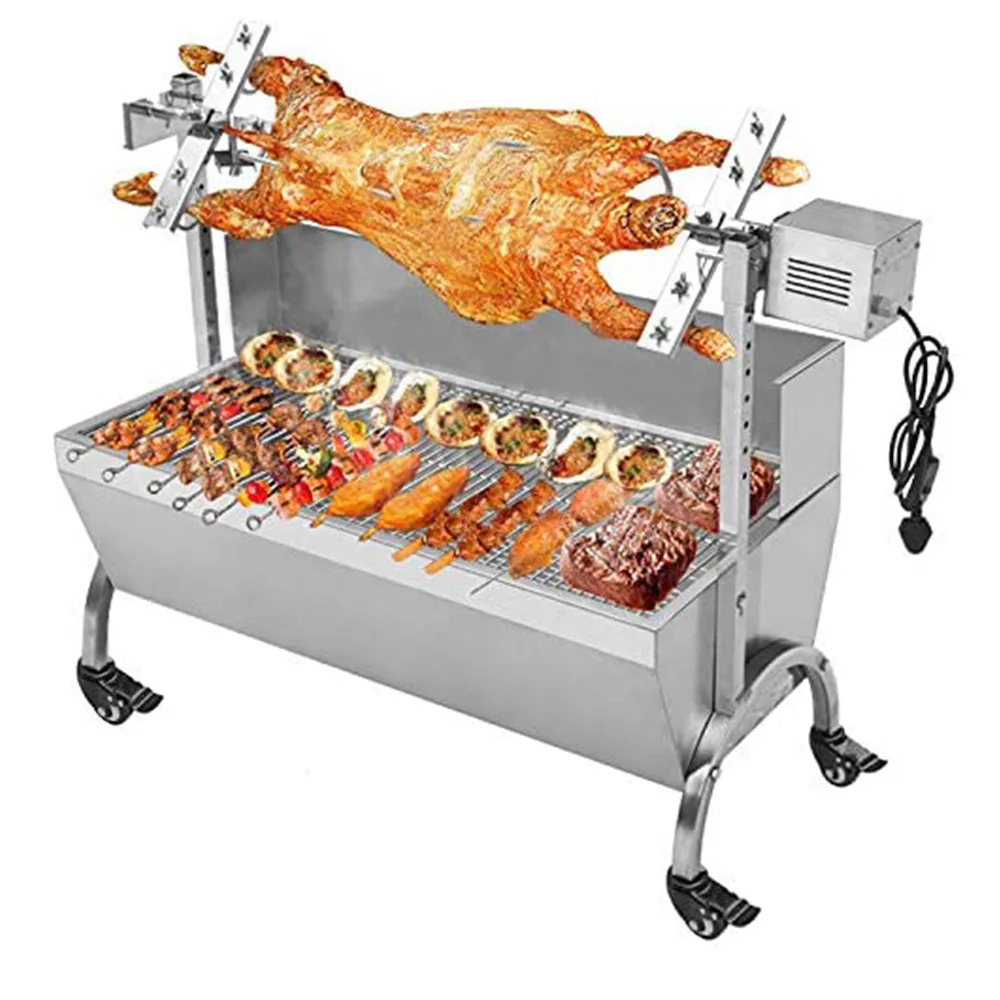 Electric Charcoal BBQ Rotisserie Skewer Roast Grill Outdoor Spit Roaster