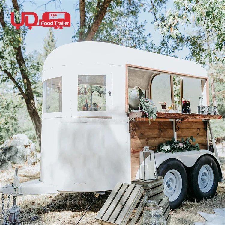 Vintage Mobile Bar Outdoor Horsebox Trailer Dessert Ice Cream Vending Cart Coffee Horse Trailer Food Truck