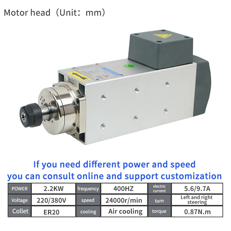 spindle motor 2.2kw Air Cooled ER20 spindle for CNC router engraving milling grind machine