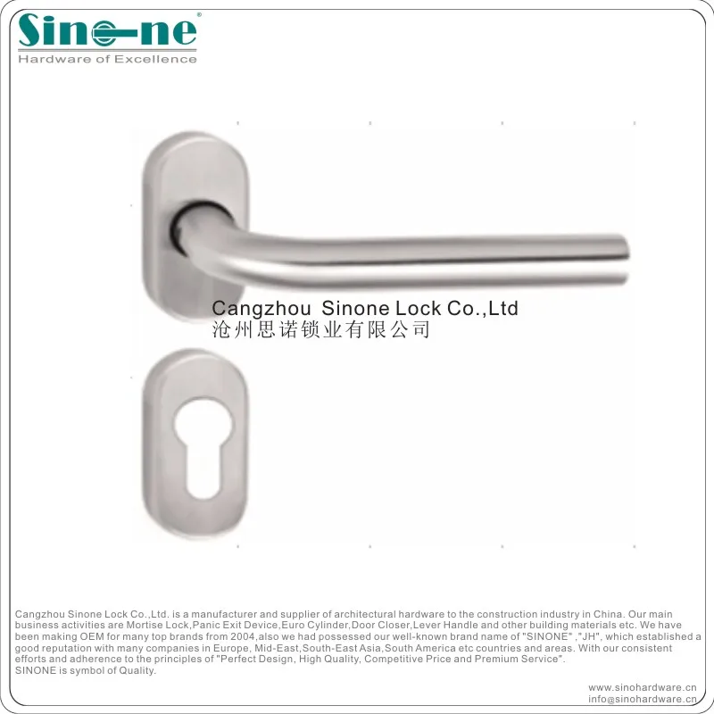 Euro Stainless Steel 304 Lever Handle for Mortise Sash Lock hollow tube with rosette Oval rose fire rated door handle EN1906