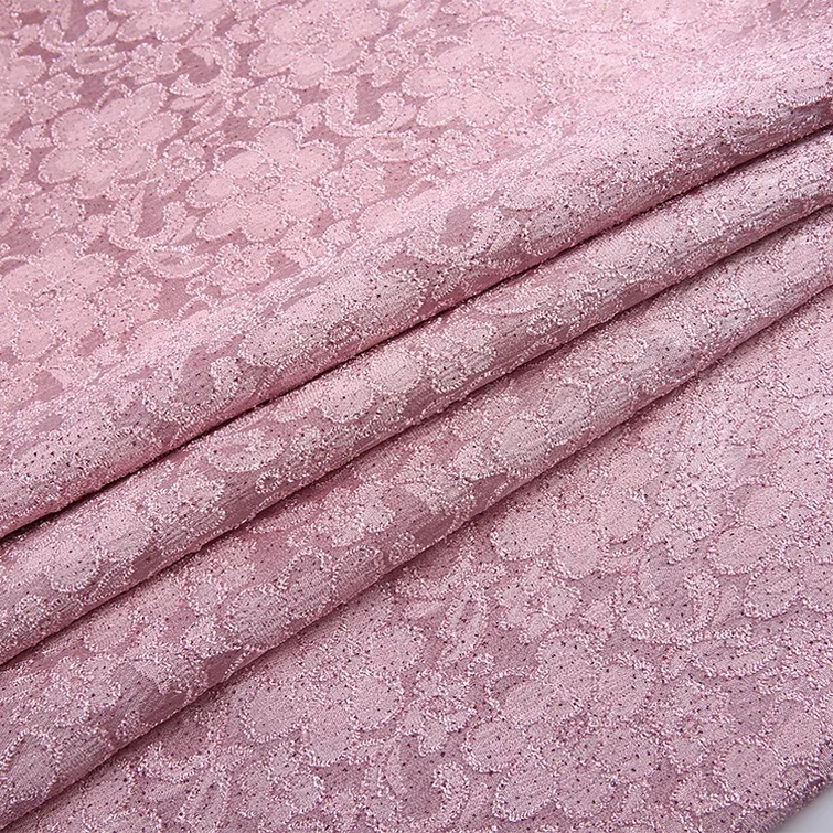 Good quality jacquard polyester wholesale woven glitter fabric for wedding dress