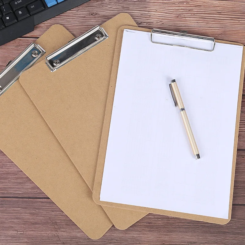 Hot Selling MDF Wood Clipboard A4 foldable Clip board PVC double sided clipboard with pocket board clip for School  Office