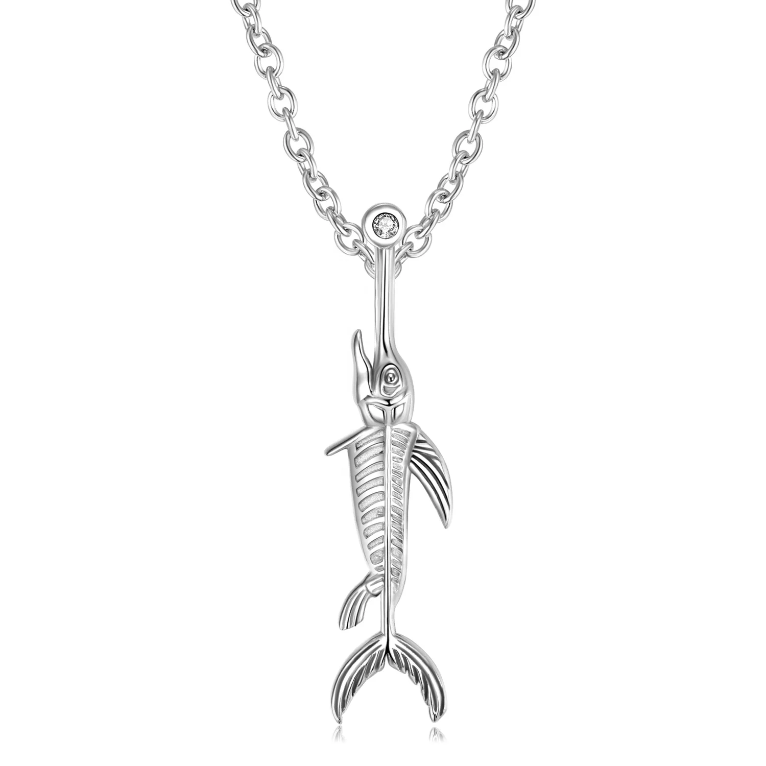 Fish Bone Pendants for Necklace Authentic 925 Sterling Silver Necklaces Jewelry New Design Women Fashion Accessory making