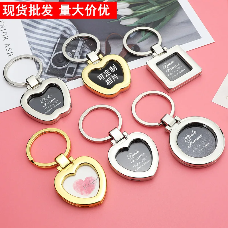Custom Diy Acrylic Mini Photo Album Daddy Wholesale Mini Digital Photo Frame Key chain Metal Photo Frame Keychain Keyring