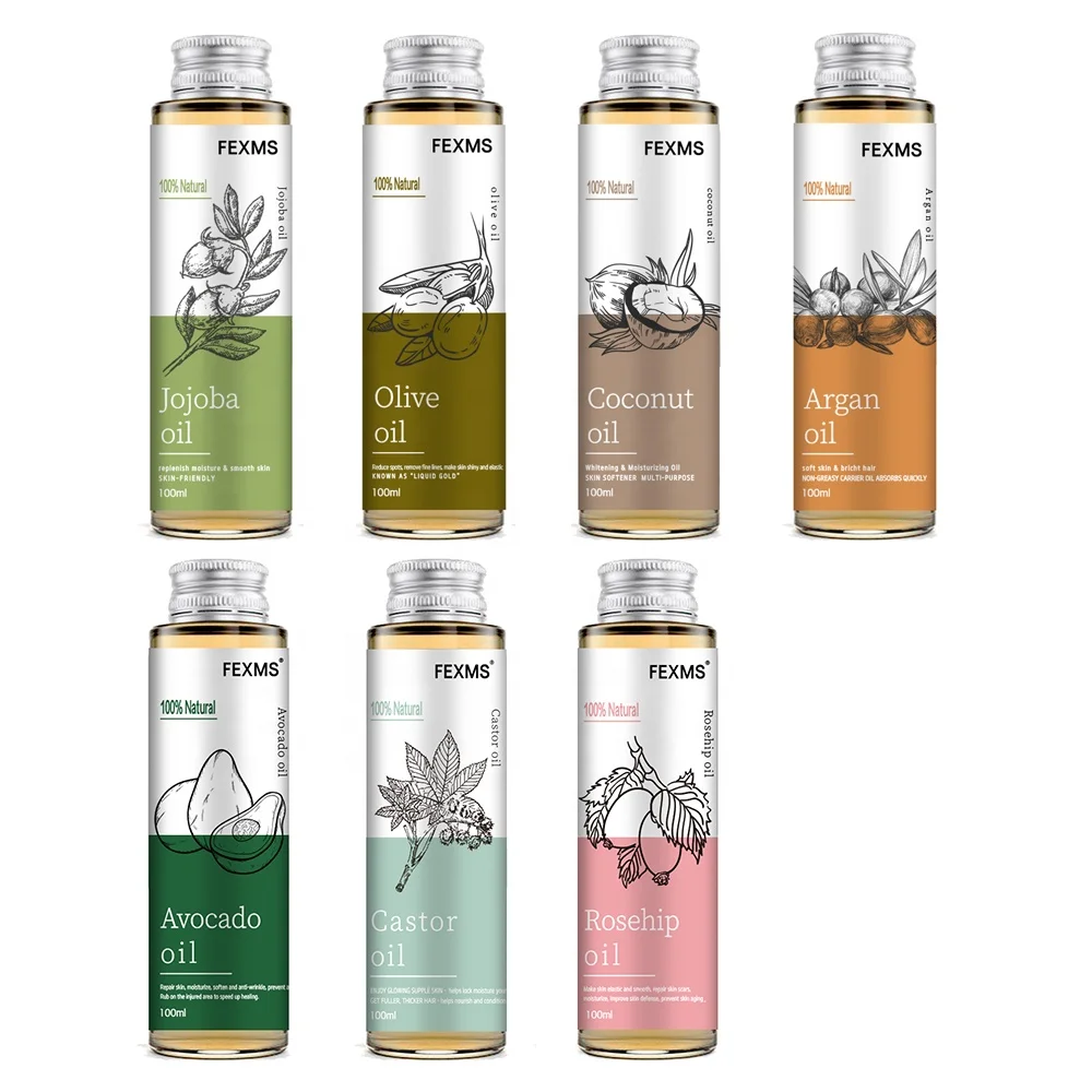 FEXMS Rosehip Oil Private Label Carrier Oil 3 Gift Set OEM Bottle Glass Sweet Beauty Aromatherapy Color Pure