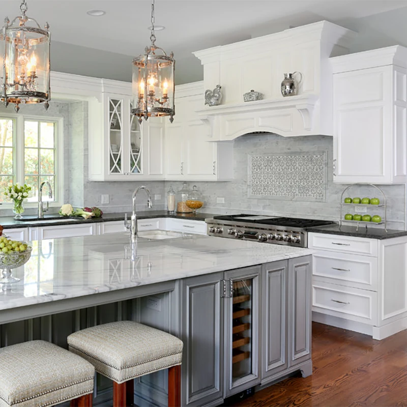 Classic English Style Kitchen with Paneled Cabinet Doors