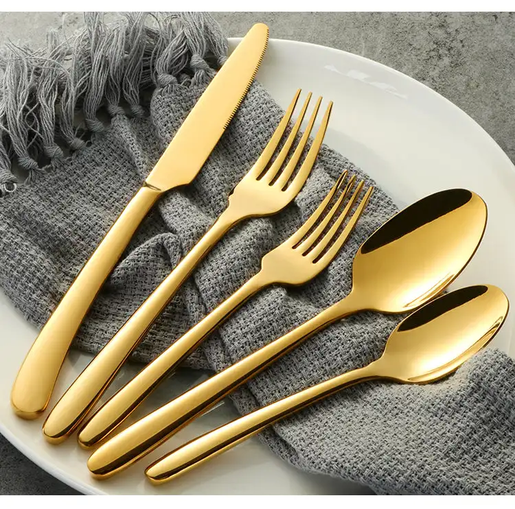 Hot Selling 2023 Wholesale Products Moonlight Gold Knife Fork Spoon Cutlery Set Wedding