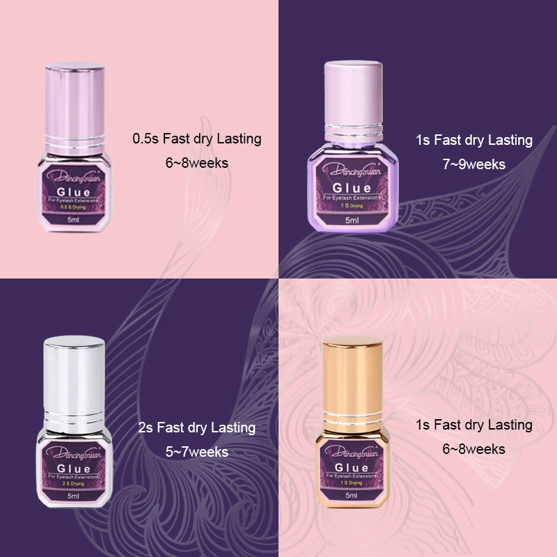 Custom Logo Strong Hold Eyelash Glue 1 Sec Fast Drying Long Lasting Waterproof Oil Resistant Lash Extension Adhesive Glue