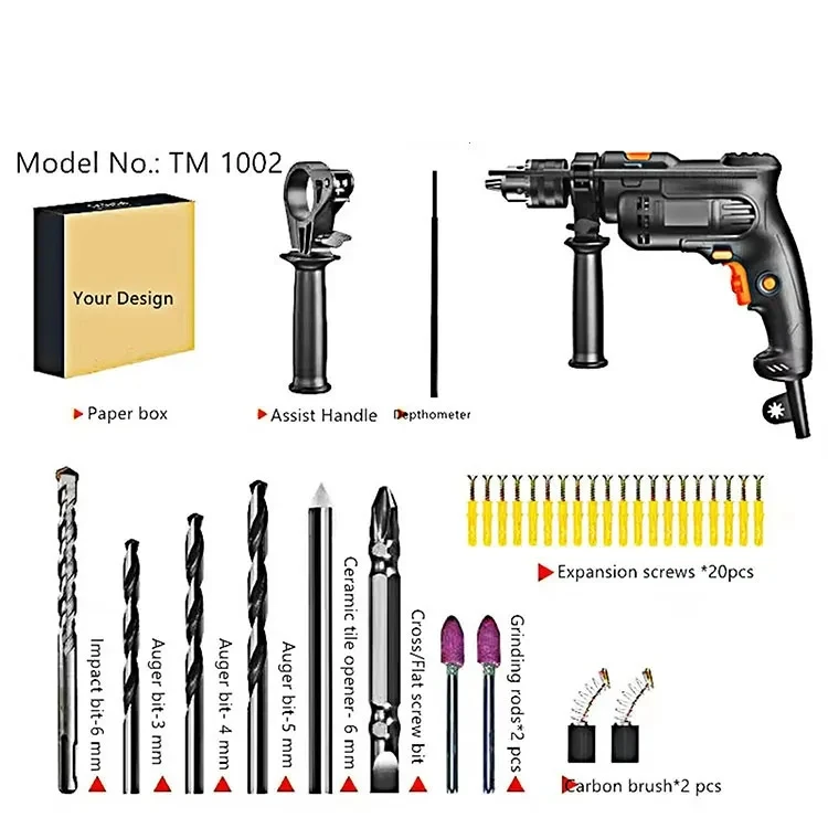 Wholesale Best Price 750w Durable Power Impact Drill Electric Power Drilling Tools Set Drill With Cord