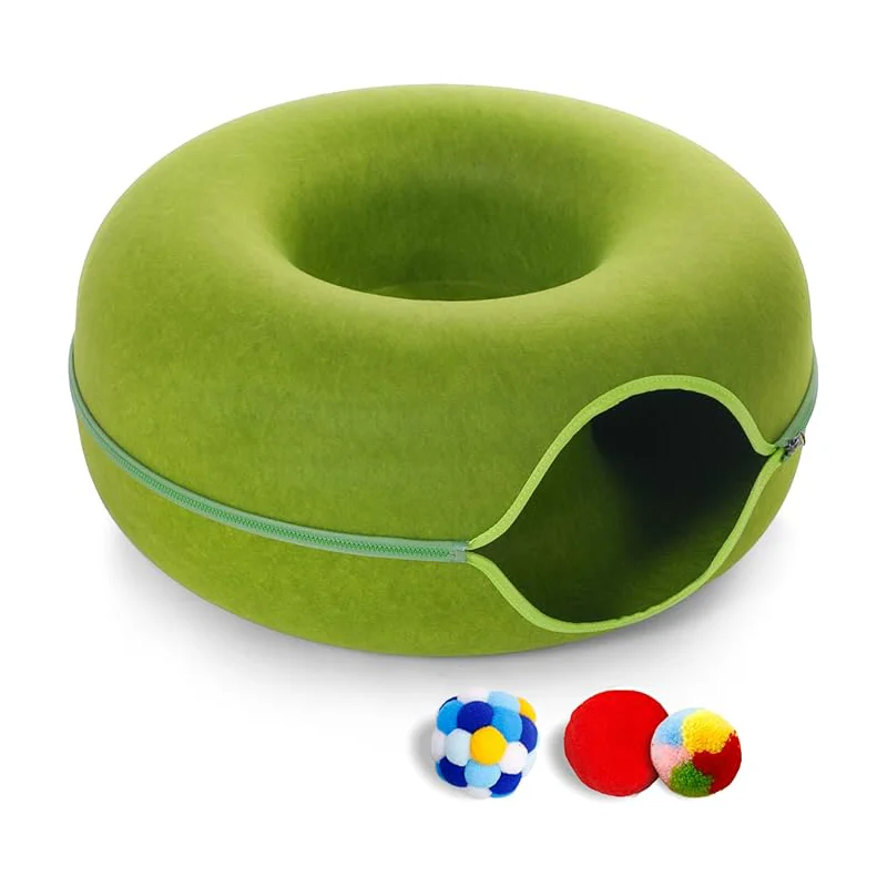 Wholesale Comfortable Cute Design Plush Cat House Handmade Felt Cat Cave Bed For Pet