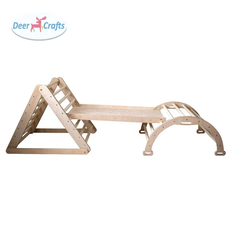 Factory wholesale safety wooden climbing triangle for toddlers DK08328