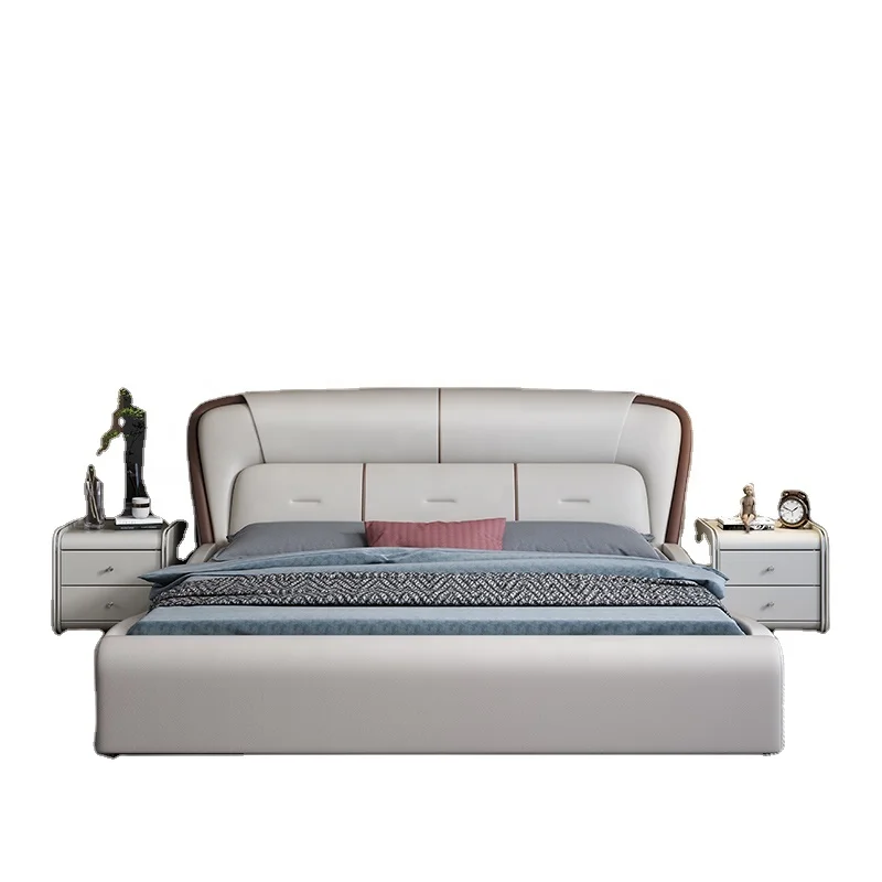 Quality Bed  Leather Modern queen size bed frame with drawers up-holstered beds for bedroom