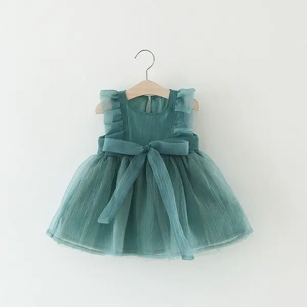 Hao Baby Summer Girls Wear Toddler Pure Color Dress Children Party Beautiful Dress