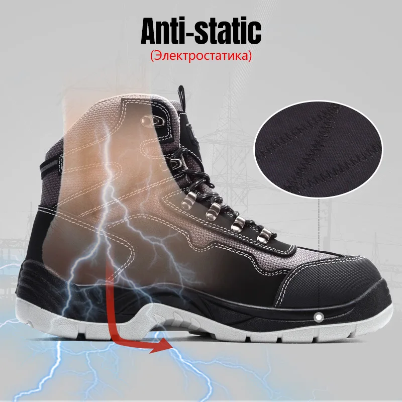 LARNMERN Mens Steel Toe Work Safety Shoes  Breathable Anti-smashing Anti-puncture Protective Anti-Static Work Sneakers for men