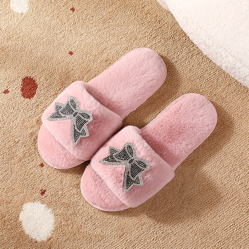 Rubber slipper making machine winter house fluffy fur  mommy and me plush rabbit  imitation wool slipper