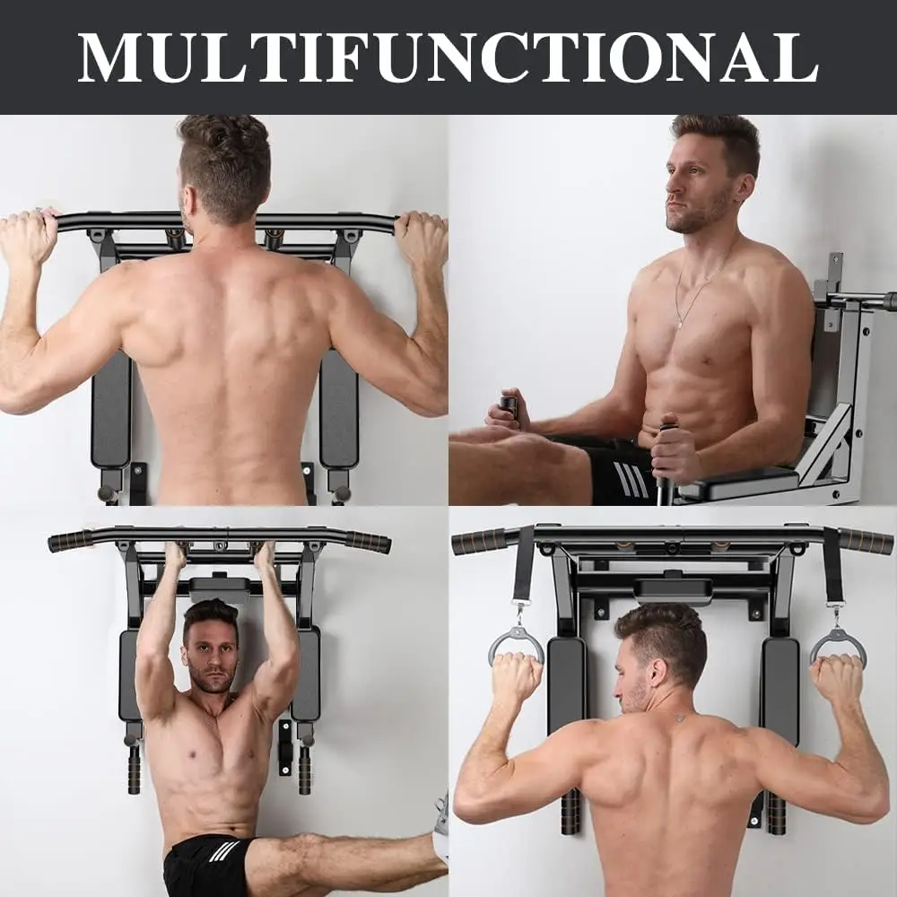 ZYFIT Heavy Duty Wall Mounted Pull up Bar Wall Mounted Pull up Bar Dip Station for home gym fitness equipment