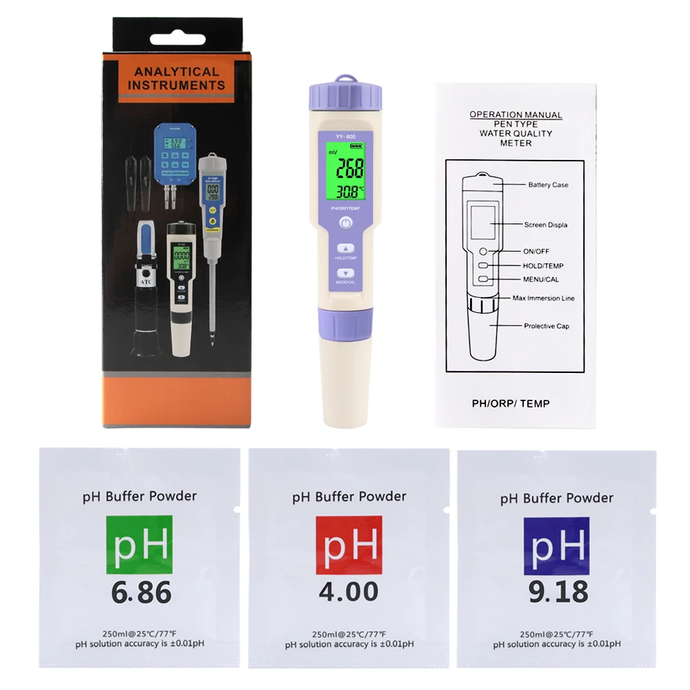 PH pen tester for water 3 in 1 aquarium ph meter PH/ORP/TEMP water quality tester for swimming pool