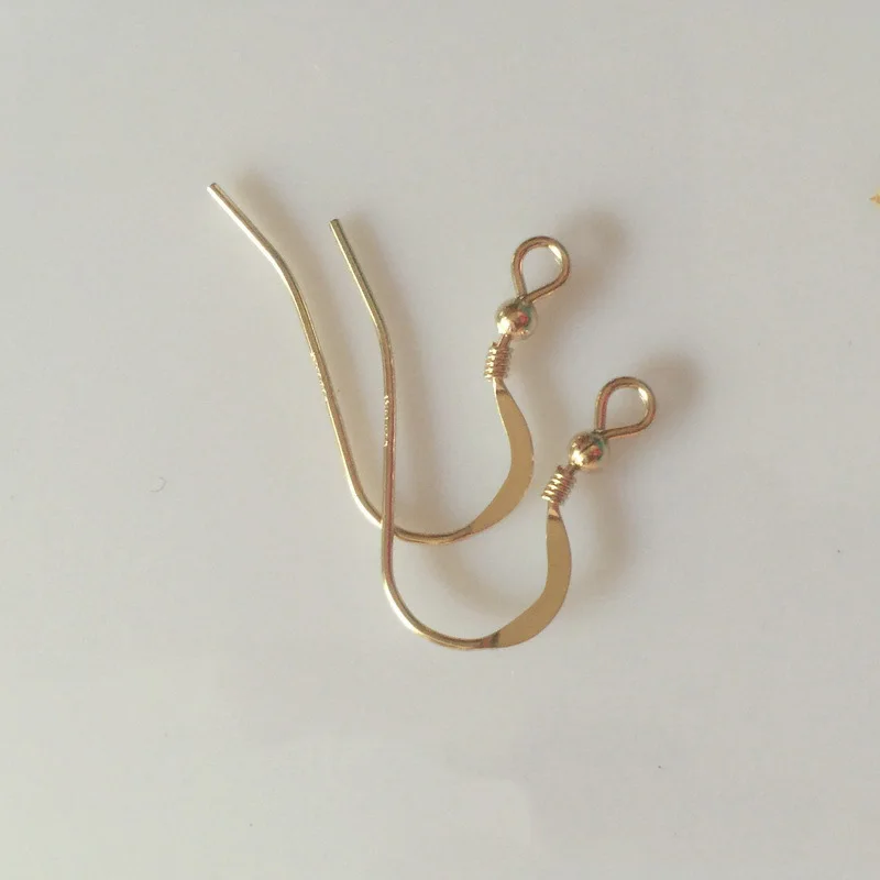 Fashion 14K Gold Filled Round/Flattened Ear Wire Hooks Earrings Clasps With 2.5MM Bead DIY Jewelry Making Findings Accessories