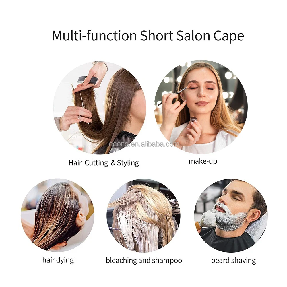 Private Label Beauty Salon Hair Styling Bib Makeup Cape Beard Shaving Silicone Smock Short Cape for Barber Shop