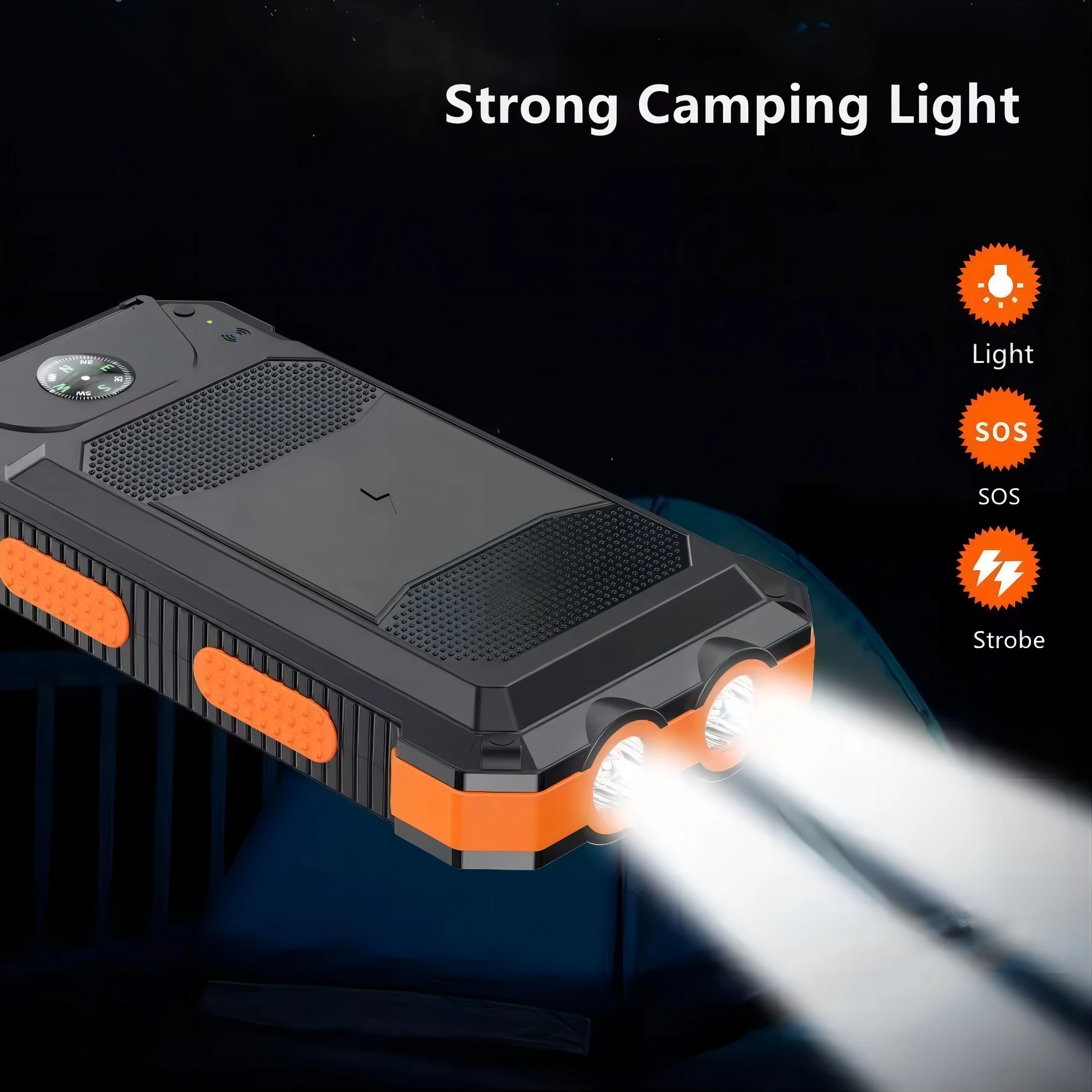 Trending Product 2024 New Portable Charger Solar Powerbank Compass Mobile Power Supply 20000mah Power Bank Solar cargador