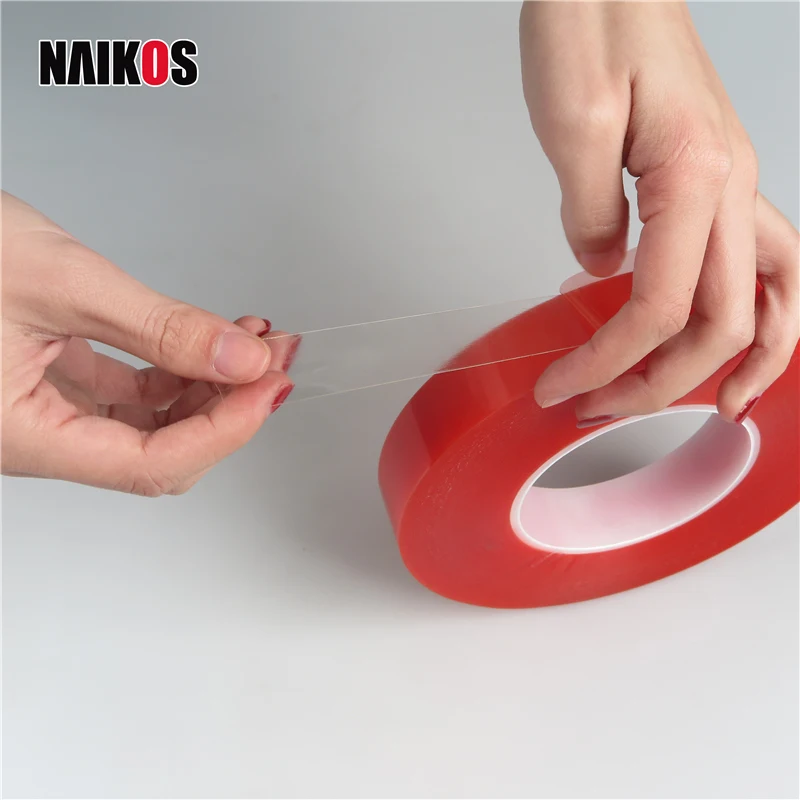 4965 красная двухсторонняя прозрачная полиэфирная прочная акриловая клейкая лента ПЭТ