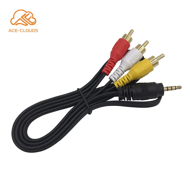 3.5mm digital camera cable 3.5 Male to 3RCA Male Audio Video Jack Connectors for DVD Player