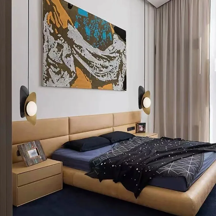 Nordic postmodern designer creative light luxury restaurant chandelier simple bar hotel gold ingot bedside LED lamp