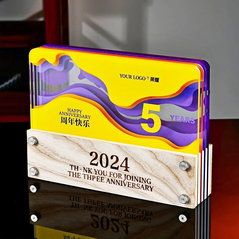 Wooden Acrylic Trophy Award Personalized Crafts Souvenir Bespoke Design Wood Craft Diy Modern Plaque for Home Decoration