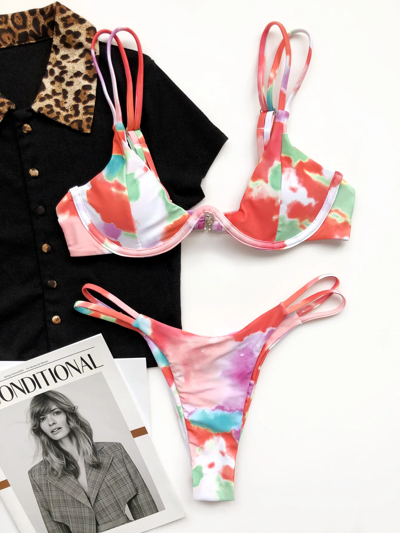 
Wholesale High Waist Two Piece Set Tie Dye Swimsuit Sexy Bikini For Women 