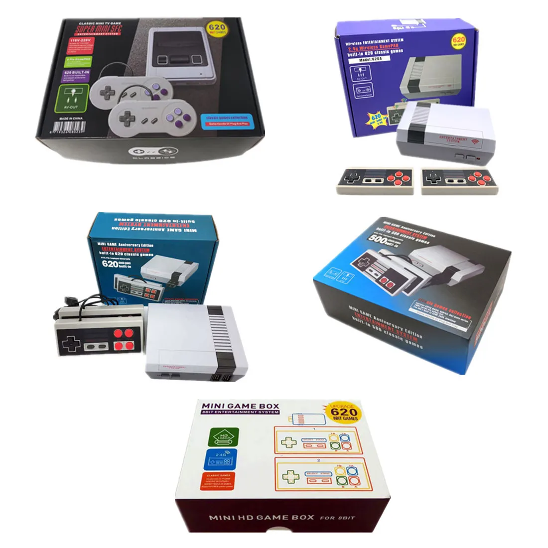 New USB Wireless AV output 620/500 TV game console - Mini classic retro home entertainment video game console