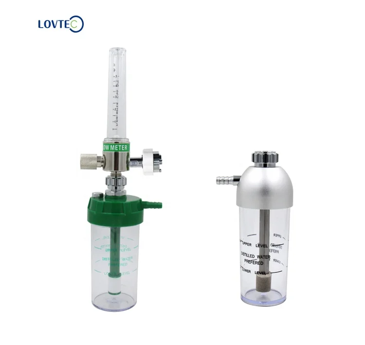 Lovtec Hot sale Professional Manufacturer Hospital Home Use adjust flow rate oxygen  flowmeter with humidifier bottle