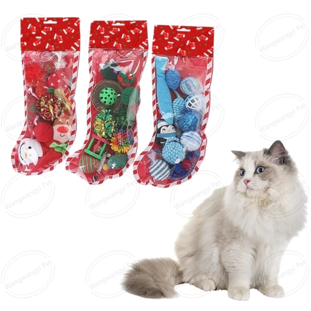 10 Pack Christmas Cat Toy Set Cat Chewing Toys Interactive Cat Teaser Toys