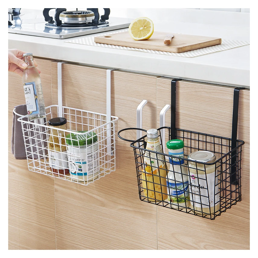 Rectangular Iron Wire Grid Wall Storage Basket, Over Cabinet Basket, Steel Wire Metal Hanging Baskets Kitchen Storage Organizer