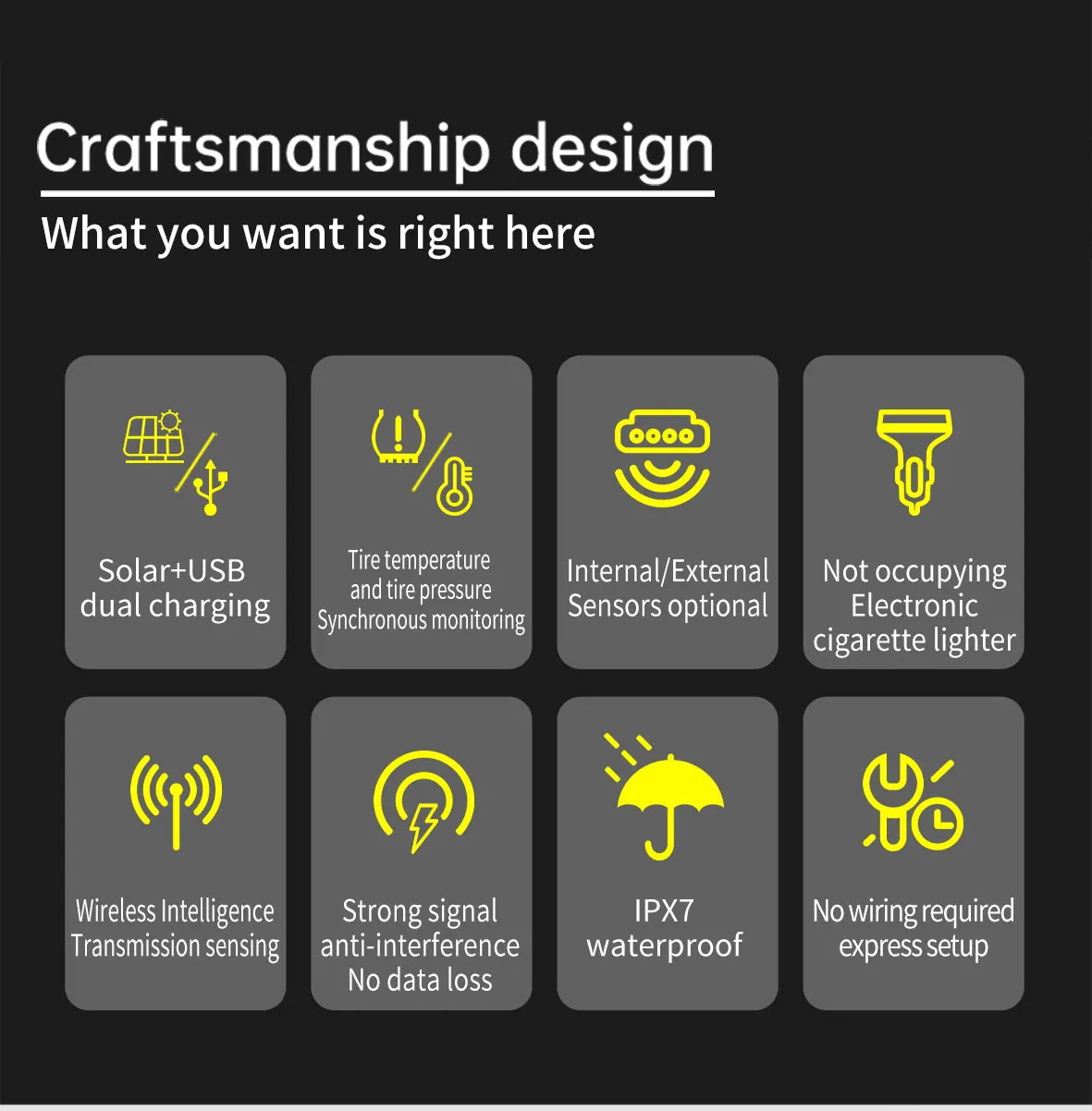 4 Sensors Car TPMS Tyre Pressure Monitoring System Solar Powered Digital LCD Display Auto Security Alarm Tester Automotive Test