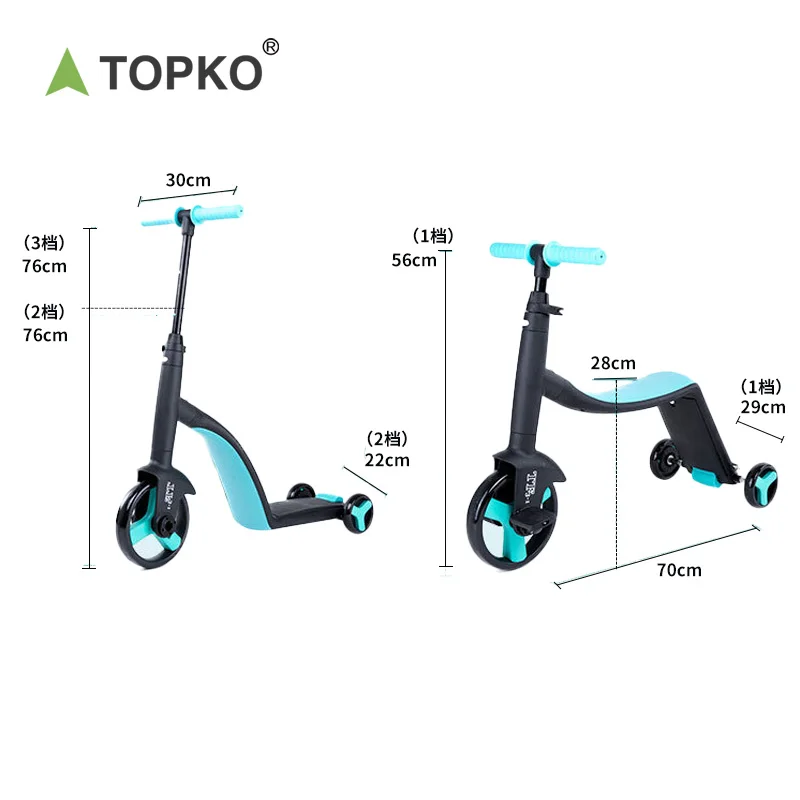 TOPKO China factory hot sale cheap kids scooter with seat / wholesale 3 wheels kid kick scooter as new balance bike style