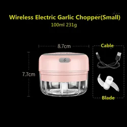 Kitchen Tool Grater Mini Chopper 100ml Electric Garlic Vegetable Chilli Chopper with USB Wireless