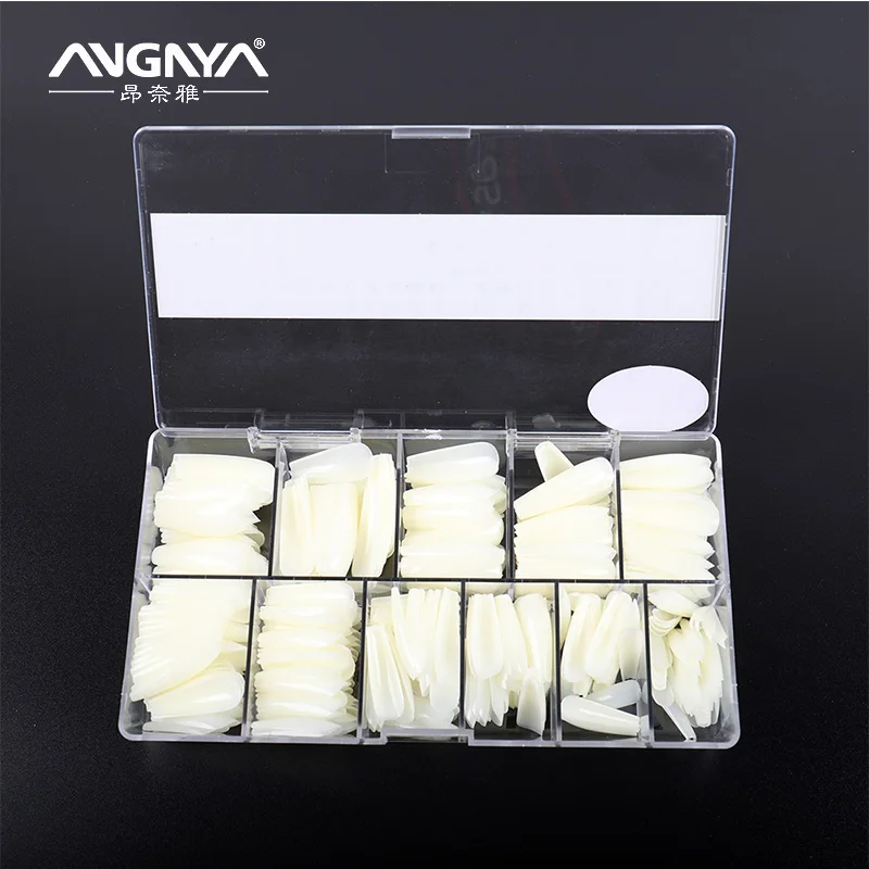 500pcs Natural Color Coffin Shape Fake False Nails Full Cover Square Seamless Plain Nail Art Tips