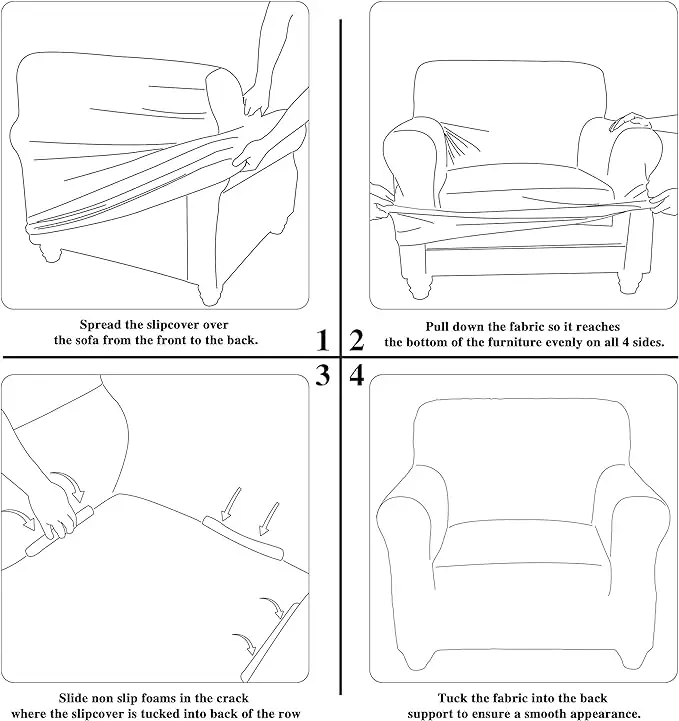 Stretch Chair Sofa Slipcover Spandex Jacquard Non Slip Soft Couch Sofa Cover Washable with Non Skid Foam