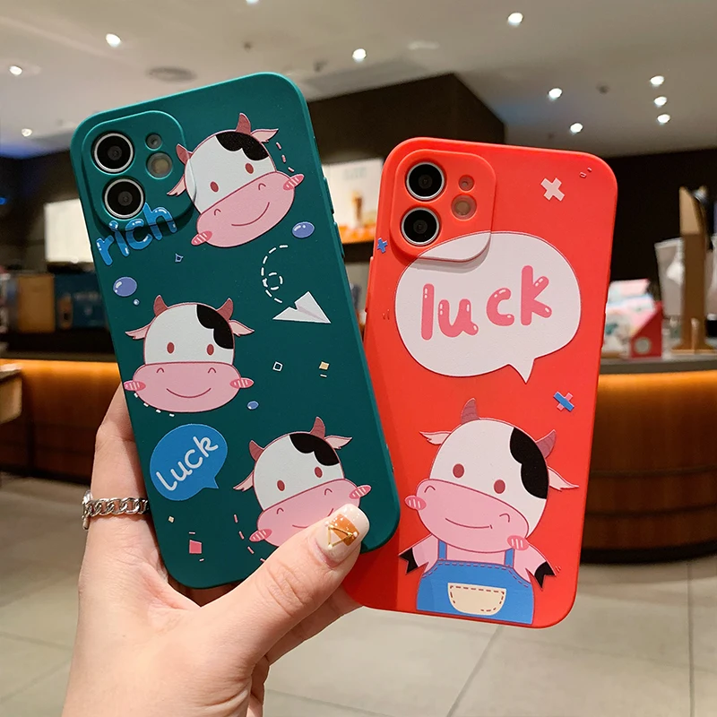 BOORUI luxury tpu doll cow phone case for i phone 6 back cover fancy telephone cases for iphone 12 case