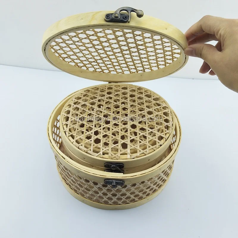  Бамбуковая корзина для хранения круглые коробки кухонная