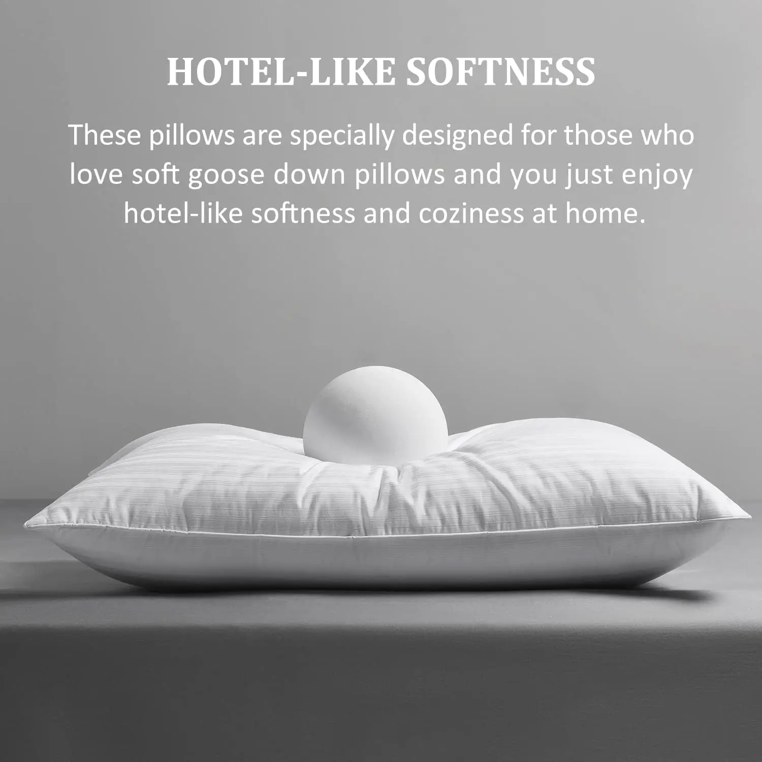 Goose Feather Down Pillow - Set of 2 Bed Pillows for Sleeping with Rayon Derived from Bamboo Shell, Queen Size (20x28)