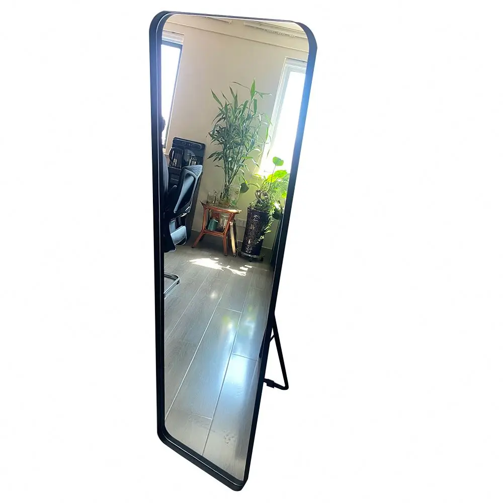 Молотые алмазные напольные зеркала полная длина большой размер античная передняя поверхность металлическая рама напольное свободно стоящее